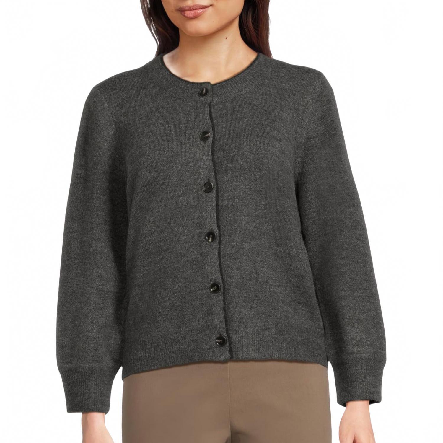 New Michael Stars Parsons Crew Cardigan In Charcoal